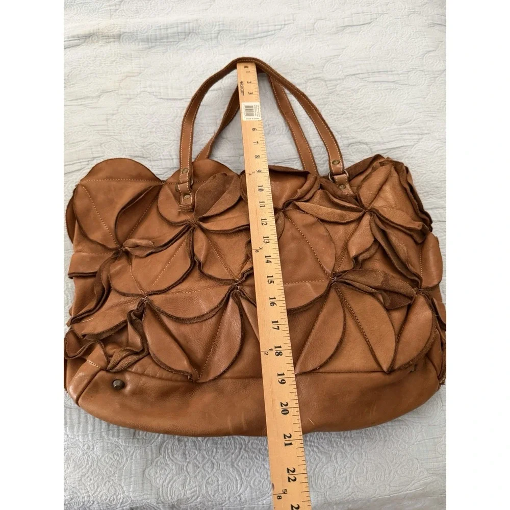 Costanza Rota Vintage Y2K Tan Brown Boho Handbag Purse Bag Italy Fiori Flower